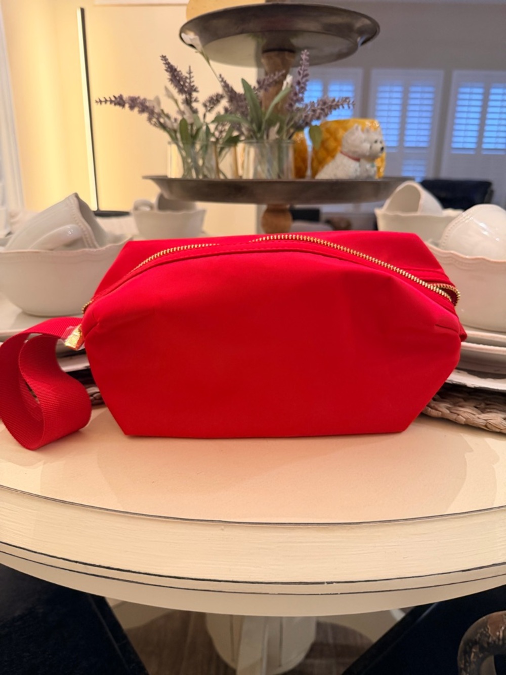Burberry Red Nylon Travel Cosmetic Pouch with Wrist Strap - Picture 6 of 7